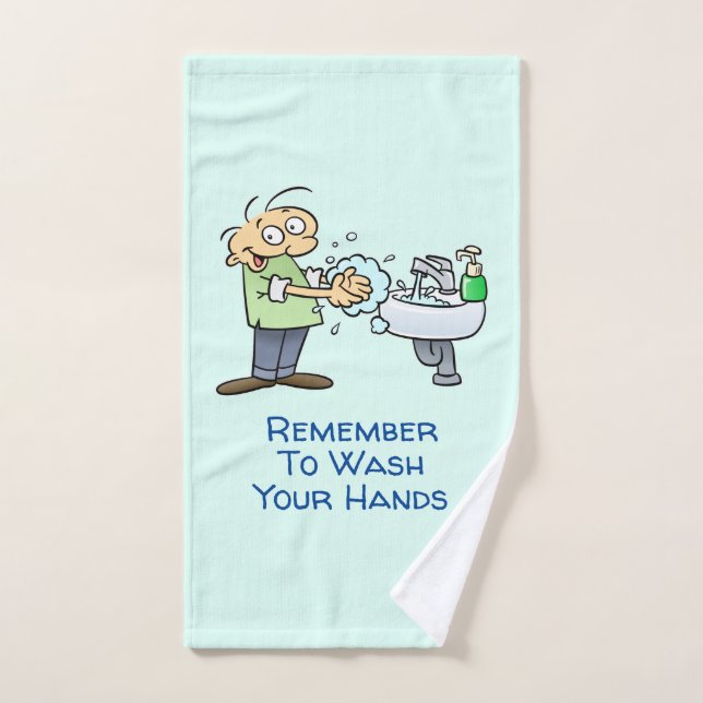Remember To Wash Your Hands Cartoon Hand Towel (Hand Towel)