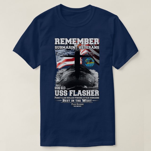Remember USS Flasher SSN613 Submarine T-Shirt (Design Front)