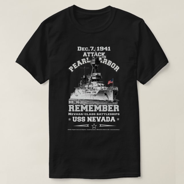 REMEMBER USS NEVADA BB36 Battleship Veterans T-Shirt (Design Front)