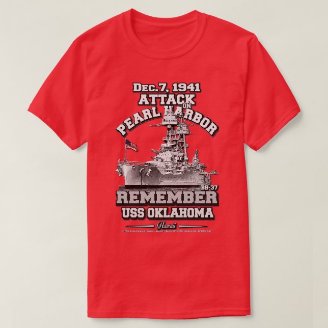 REMEMBER USS Oklahoma BB37 Pearl Harbor T-Shirt (Design Front)