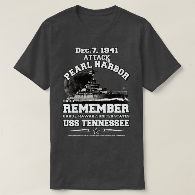 Remember USS Tennessee BB43 Pearl Harbor Veterans  T-Shirt (Design Front)