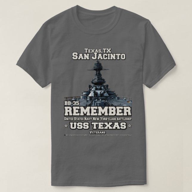 Remember USS Texas BB35 Battleship T-Shirt (Design Front)