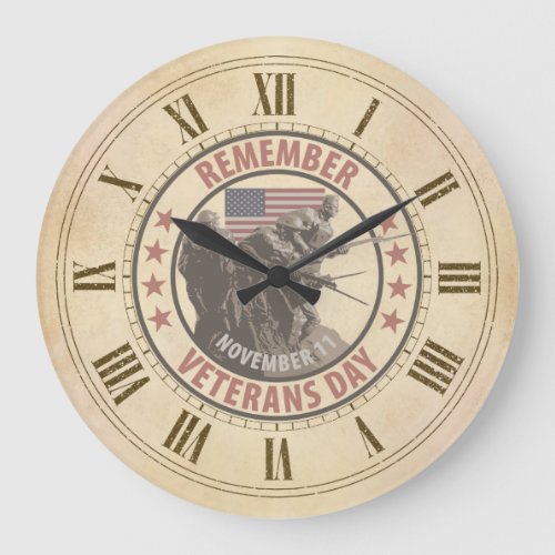 Remember Veterans Day Large Clock
