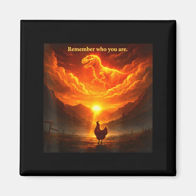 Remember Who Are You Dinosaur Chicken Cool Funny G Magnet (Front)