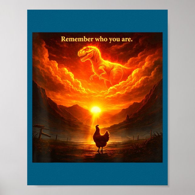 Remember Who Are You Dinosaur Chicken Cool Funny G Poster (Front)