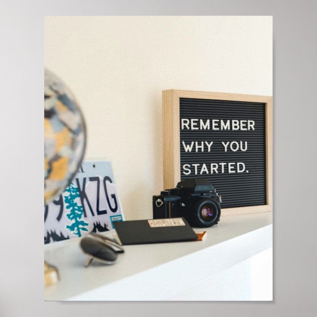 Remember why you started Motivation Fun Poster (Front)