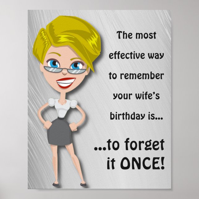 Remember wife's birthday, funny quote poster (Front)