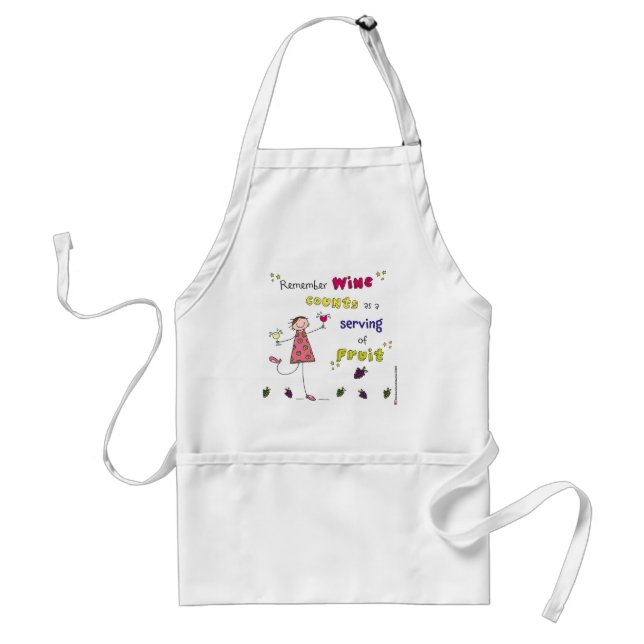 Remember Wine Counts As A Serving Of Fruit Adult Apron (Front)