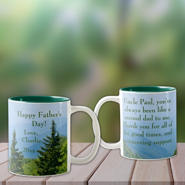 Remember your favorite Uncle this Father's Day Two-Tone Coffee Mug (Personalize to add your names/dates.  Customize to change text, color or style.)