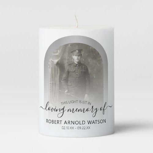 Rememberance Arched Silver Framed Photo Pillar Candle