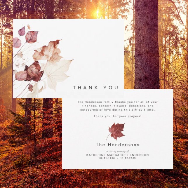 Rememberance Fall Foliage Funeral Thank You Card (Creator Uploaded)