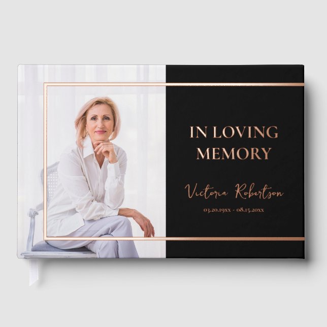 Rememberance Keepsake Modern  Memorial Funeral Foil Guest Book (Front)
