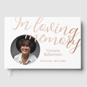 Rememberance Keepsake Modern  Memorial Funeral Foil Guest Book