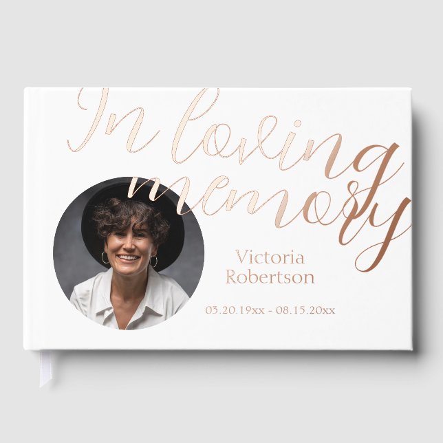 Rememberance Keepsake Modern  Memorial Funeral Foil Guest Book (Front)