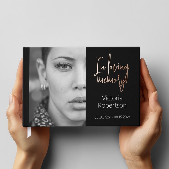 Rememberance Keepsake Modern  Memorial Funeral Foil Guest Book (Perfect memorial keepsake)