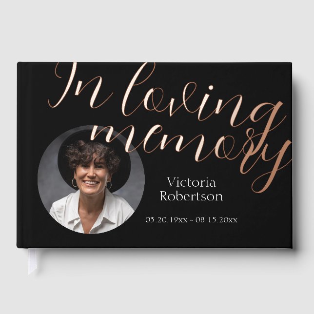 Rememberance Keepsake Modern  Memorial Funeral Foil Guest Book (Front)