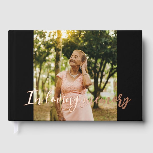 Rememberance Keepsake Modern  Memorial Funeral Foil Guest Book (Front)