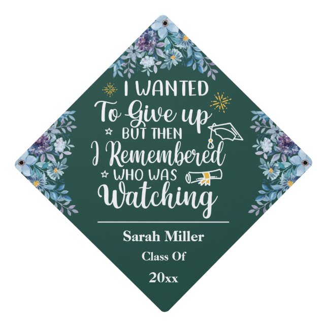 Remembered who was Watching Motivational Saying Graduation Cap Topper (Front)