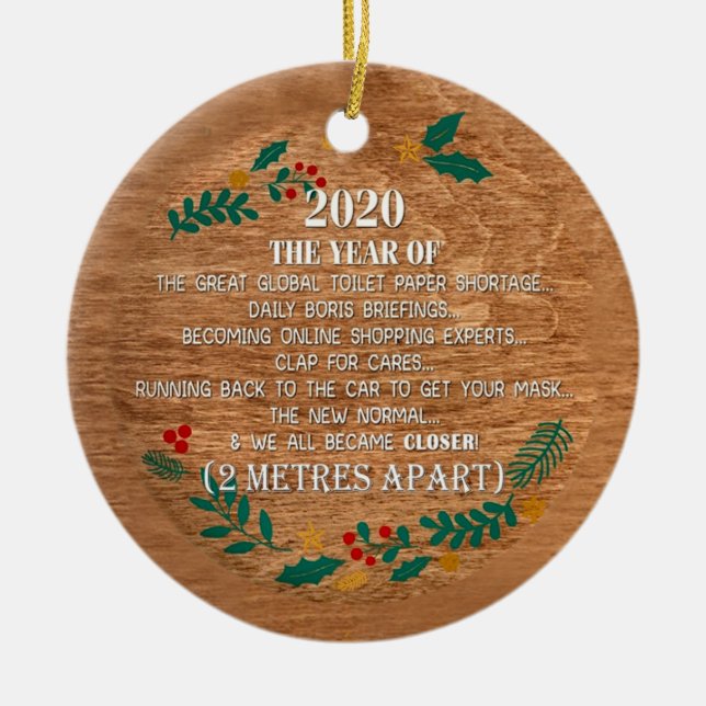 Remembering 2020 Christmas keepsake Ceramic Ornament (Front)