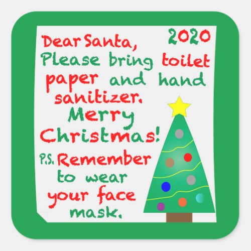 Remembering 2020 Christmas Square Sticker