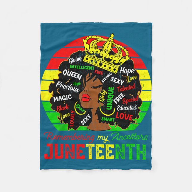Remembering ancestors juneteenth celebrate black fleece blanket (Front)