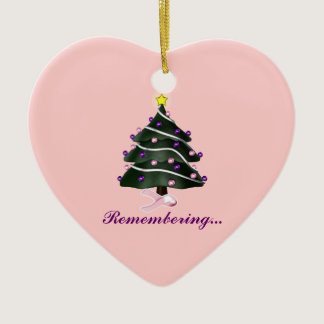 "Remembering.." Christmas Tree/Breast Cancer Aware Ceramic Ornament