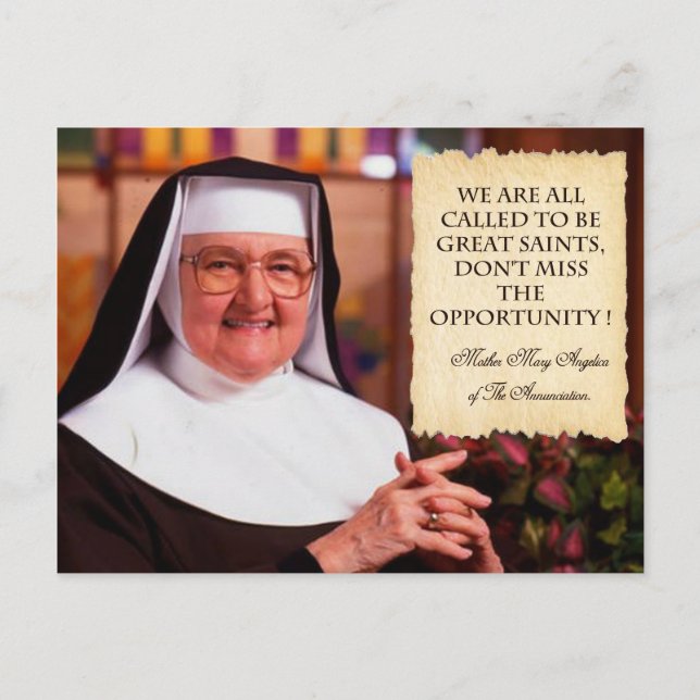 REMEMBERING MOTHER ANGELICA. POSTCARD (Front)