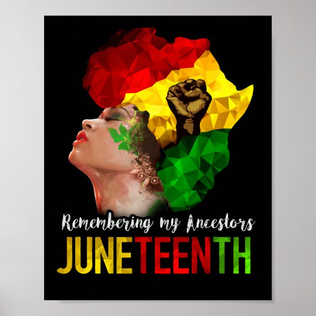 Remembering My Ancestors Juneteenth Black 1865 Poster (Front)