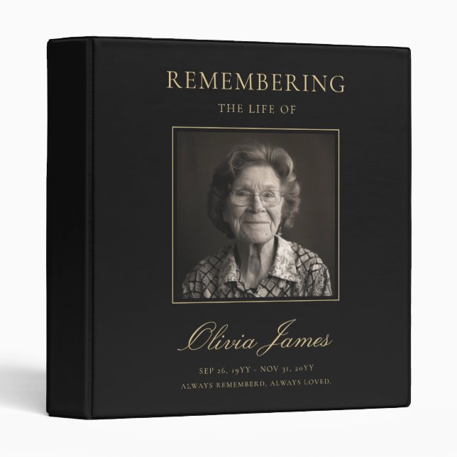 Remembering Photo Celebration of Life Memorial 3 Ring Binder (Front/Spine)