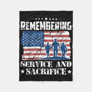 Remembering Service And Sacrifice Usa Memorial Day Fleece Blanket