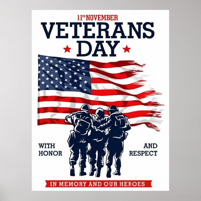 Remembering the Brave on Veterans Day Poster (Front)