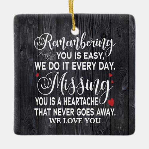 Remembering You Memorial Quote Personalized Photo Ceramic Ornament