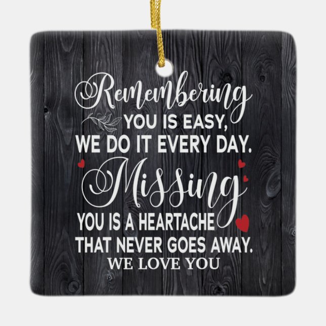 Remembering You Memorial Quote Personalized Photo Ceramic Ornament (Front)