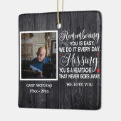 Remembering You Memorial Quote Personalized Photo Ceramic Ornament (Left)