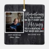 Remembering You Memorial Quote Personalized Photo Ceramic Ornament (Back)