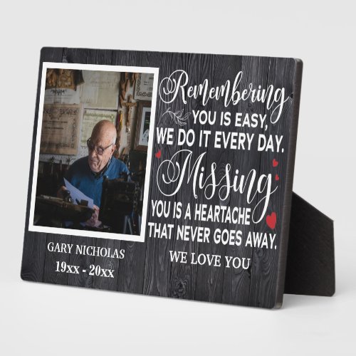 Remembering You Memorial Quote Personalized Photo Plaque