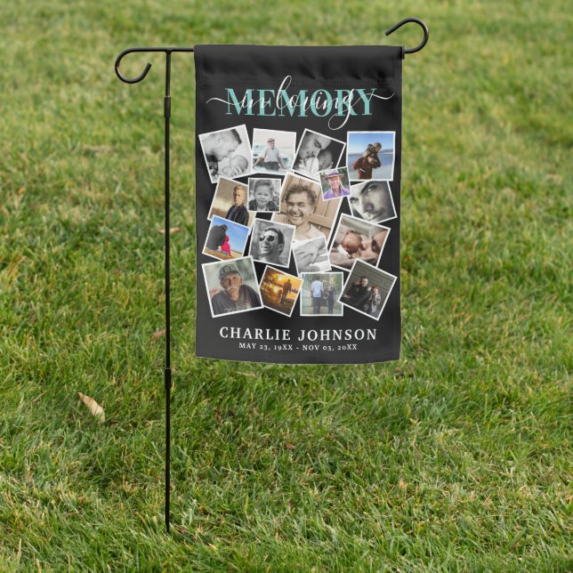 Remembrance 17 Photo Collage Funeral Memorial Garden Flag (In SItu)