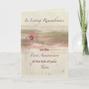 Remembrance 1st Anniversary of Loss of Twin Flower Card