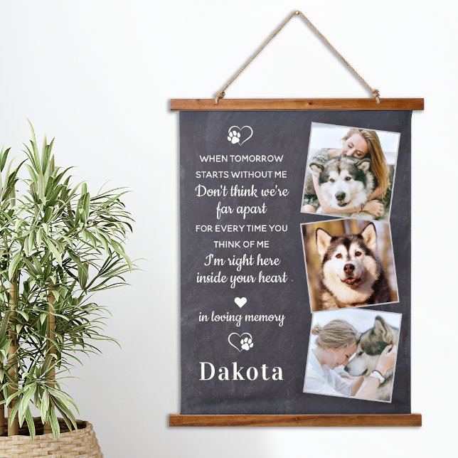 Remembrance 3 Photo Pet Loss Gift Dog Memorial Hanging Tapestry (Creator Uploaded)