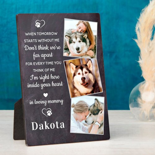 Remembrance 3 Photo Pet Loss Gift Dog Memorial Plaque