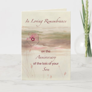 Remembrance Anniversary of Loss of Son Flowers Card