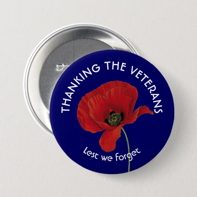 Remembrance | Armistice Day | VETERANS | Poppy Button (Front & Back)