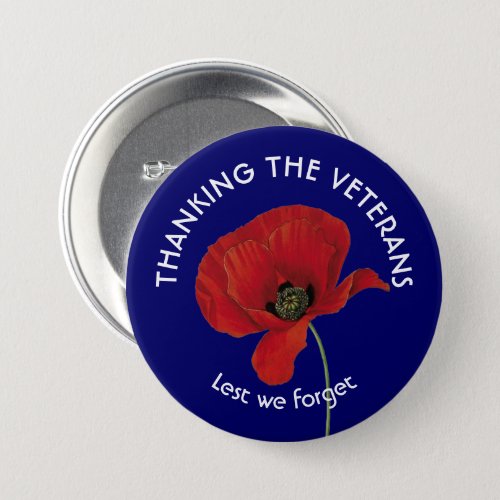 Remembrance  Armistice Day  VETERANS  Poppy Button