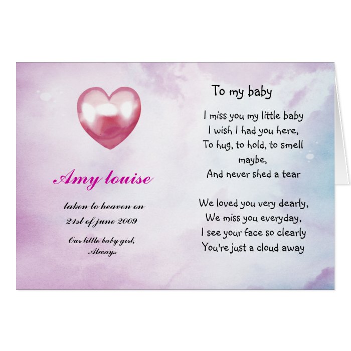 Remembrance card for baby or child