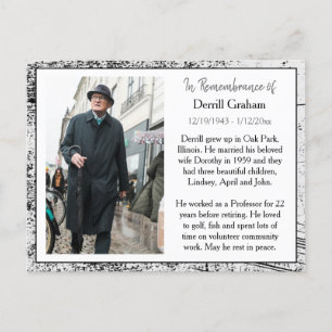 Remembrance Card for Funeral Or Memorial Keepsake