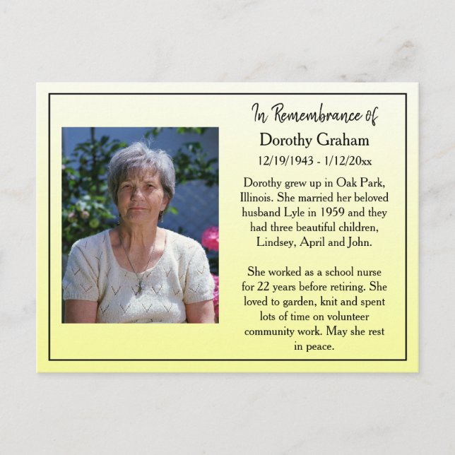 Remembrance Card for Funeral Or Memorial Keepsake (Front)