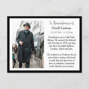 Remembrance Card for Funeral Or Memorial Keepsake