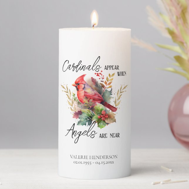 Remembrance Cardinals Appear Pillar Candle (In Situ)
