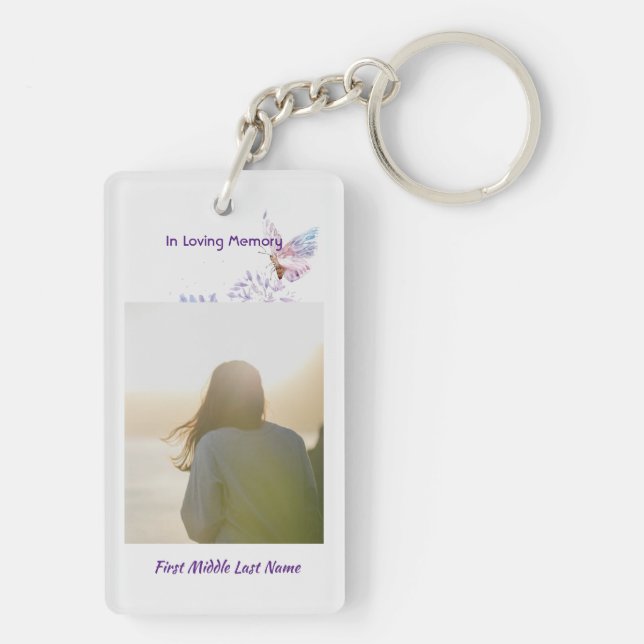 Remembrance Christian Memorial Keepsake Butterfly Keychain (Back)