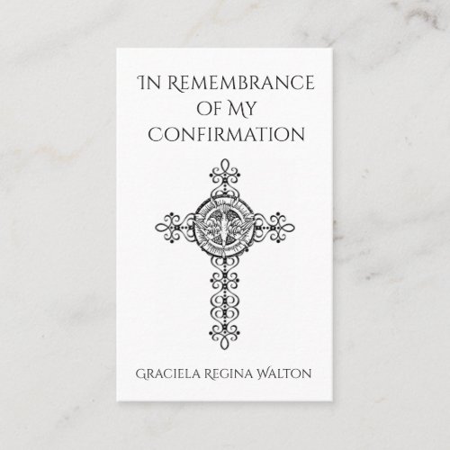 Remembrance Confirmation Cross Dove Holy Card _